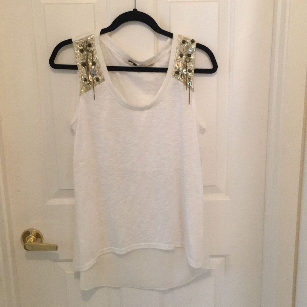 White Tank Top With Shoulder Detail